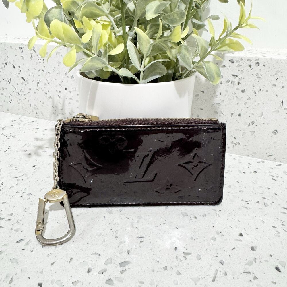 Louis Vuitton Amarante Monogram Vernis Pochette Cles Key Pouch Coin pouch